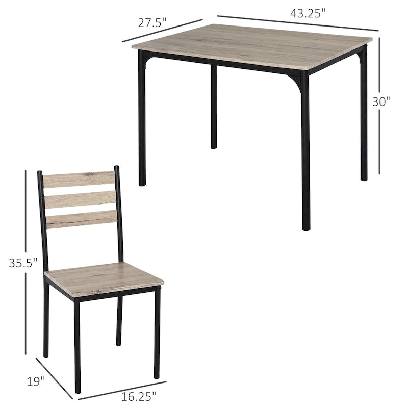 HOMCOM Ensemble table et chaises de cuisine/salle à manger 5 pièces moderne en bois 1 table 4 chaises pieds en métal