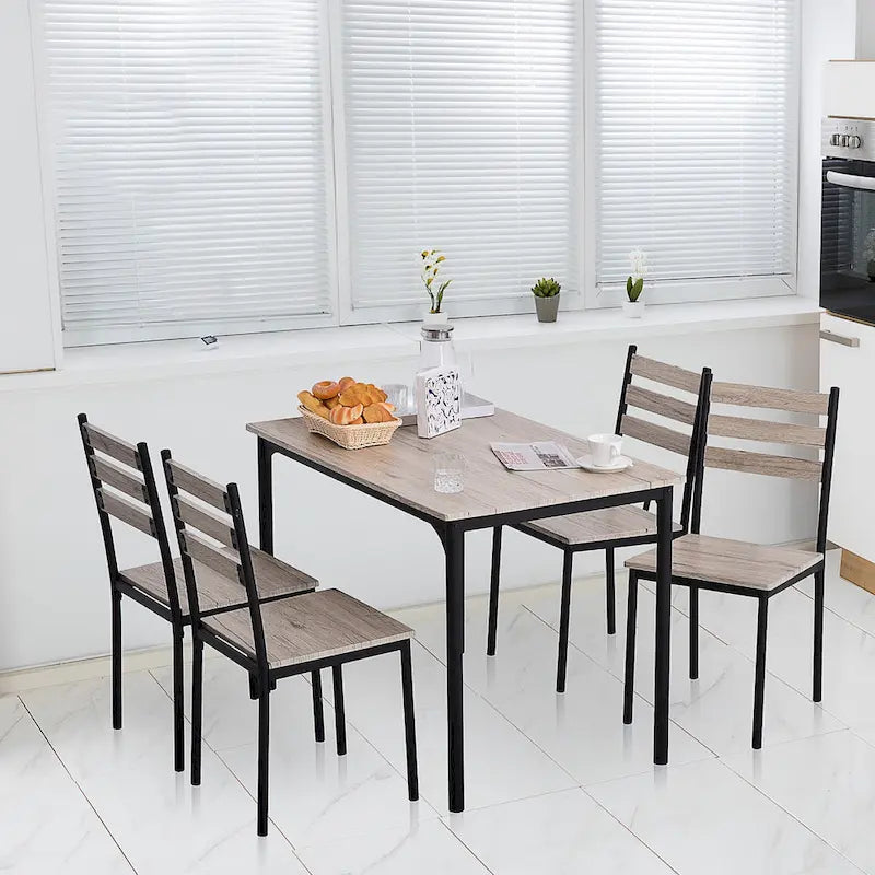 HOMCOM Ensemble table et chaises de cuisine/salle à manger 5 pièces moderne en bois 1 table 4 chaises pieds en métal