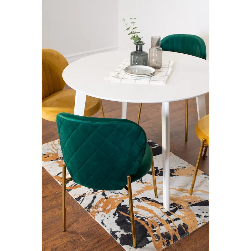 Ensemble de salle à manger contemporain 5 pièces Amoa de Roundhill Furniture, table ronde blanche et 4 chaises