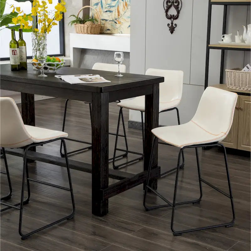 Ensemble de salle à manger 7 pièces en bois noir à hauteur de comptoir Lotusville de Roundhill Furniture