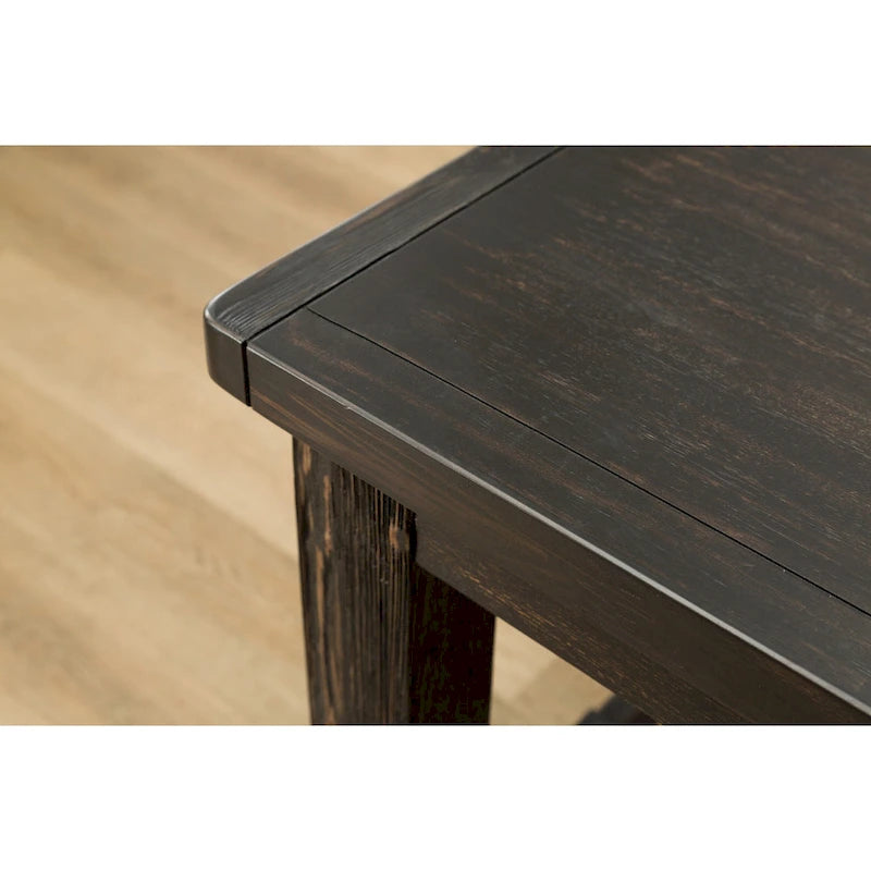 Ensemble de salle à manger 7 pièces en bois noir à hauteur de comptoir Lotusville de Roundhill Furniture
