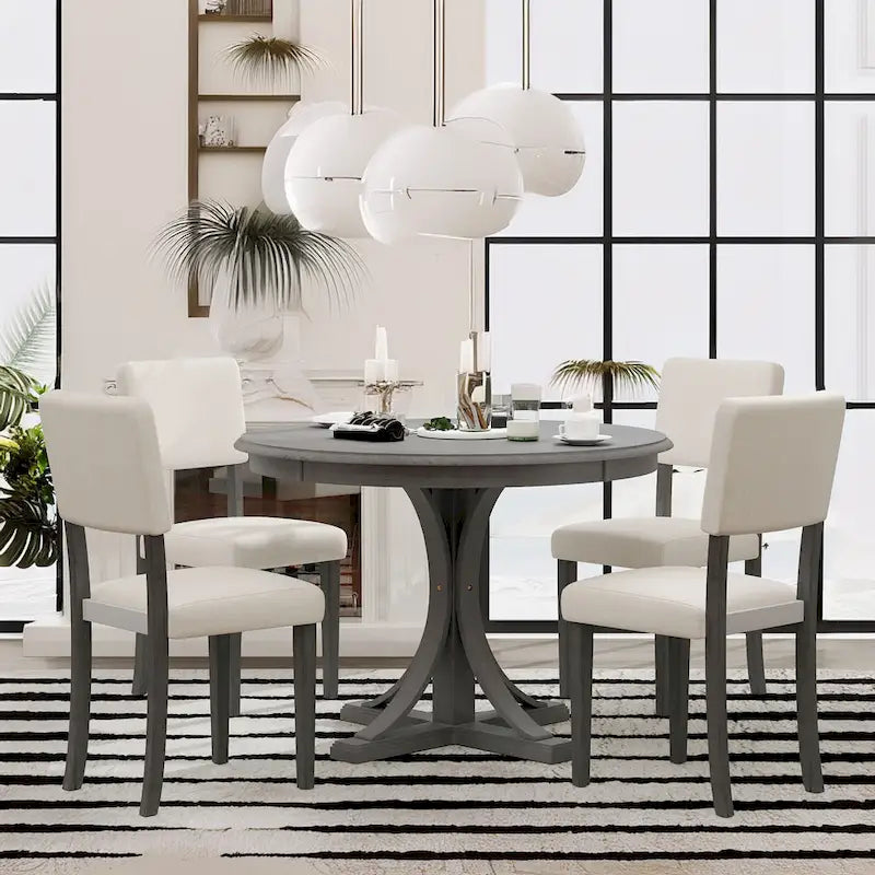 Ensemble table à manger ronde rétro 5 pièces