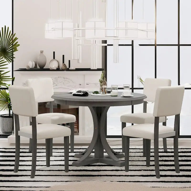 Ensemble table à manger ronde rétro 5 pièces