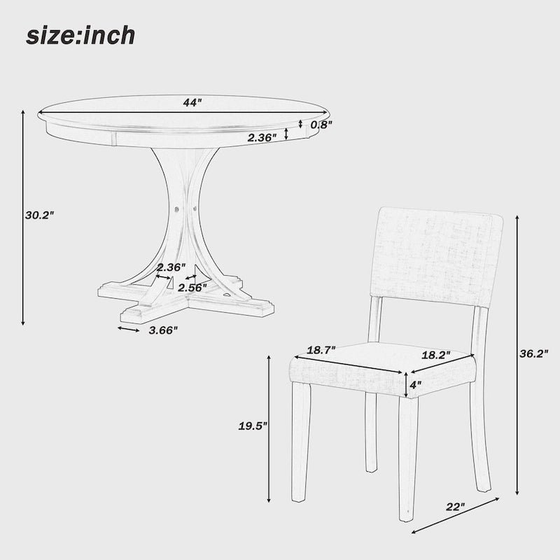 Ensemble table à manger ronde rétro 5 pièces