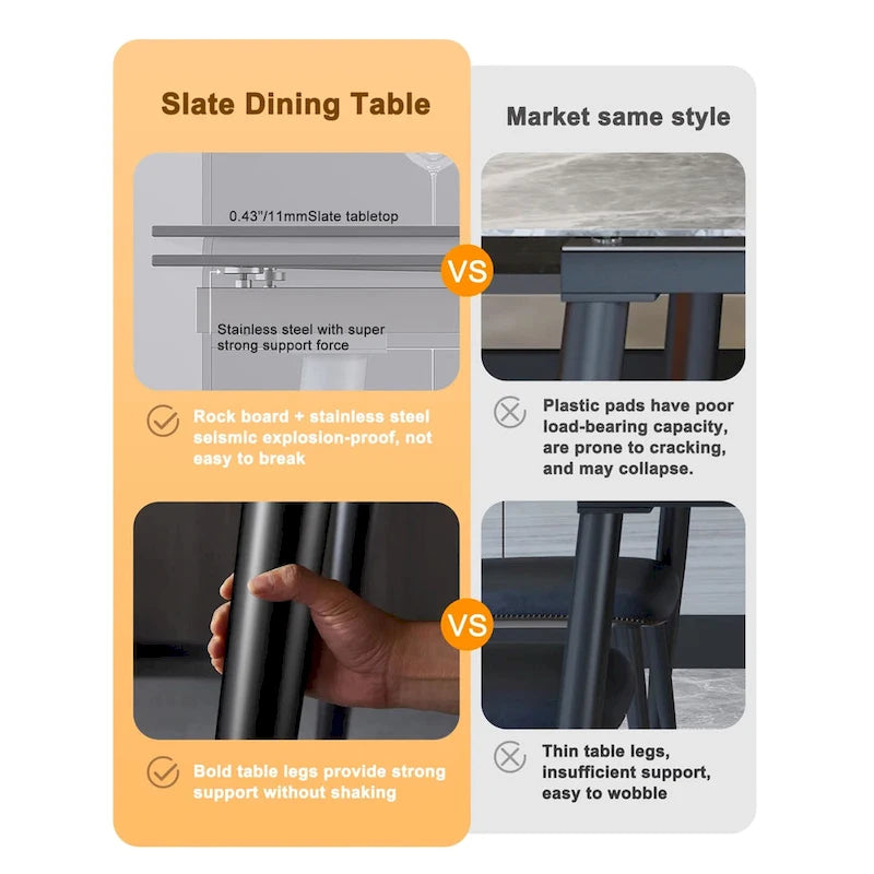 Ensemble de salle à manger 7 pièces avec table extensible en pierre frittée et 6 chaises en tissu