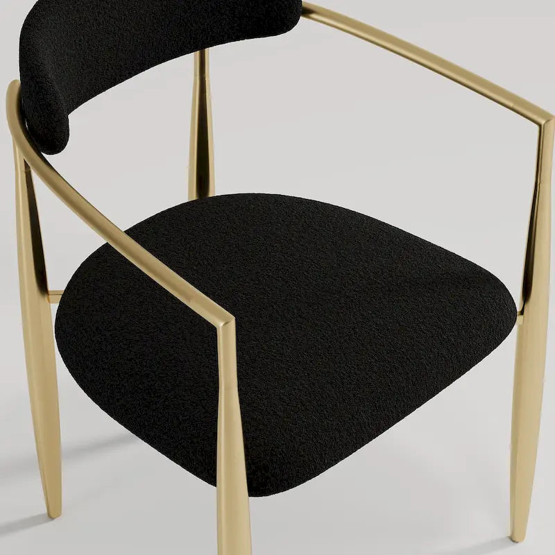 Ensemble de salle à manger 7 pièces avec table extensible en pierre frittée et 6 chaises en tissu