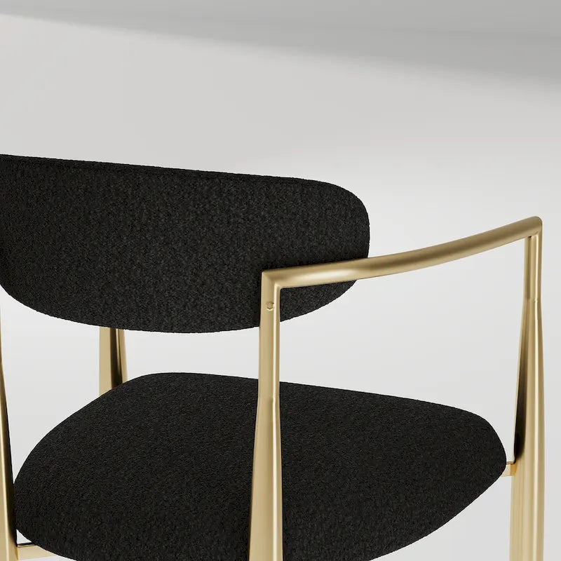 Ensemble de salle à manger 7 pièces avec table extensible en pierre frittée et 6 chaises en tissu