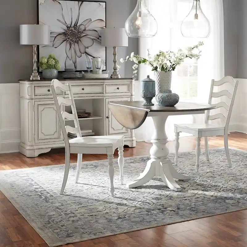 Ensemble de 3 pièces à abattant Magnolia Manor, blanc antique, écorce vieillie