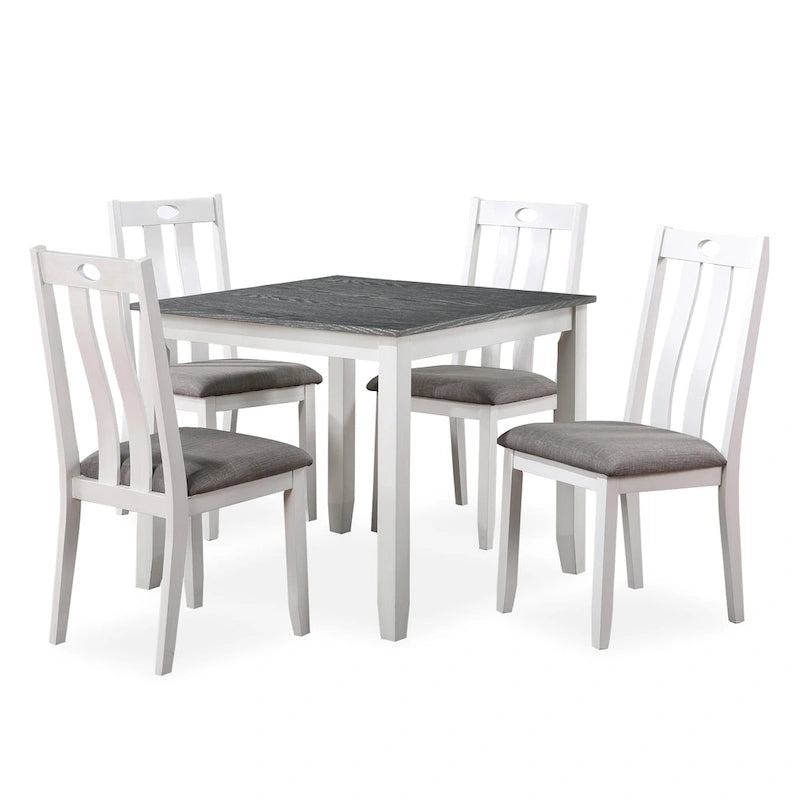 Ensemble de salle à manger carré 5 pièces Badia Transitional White par Furniture of America