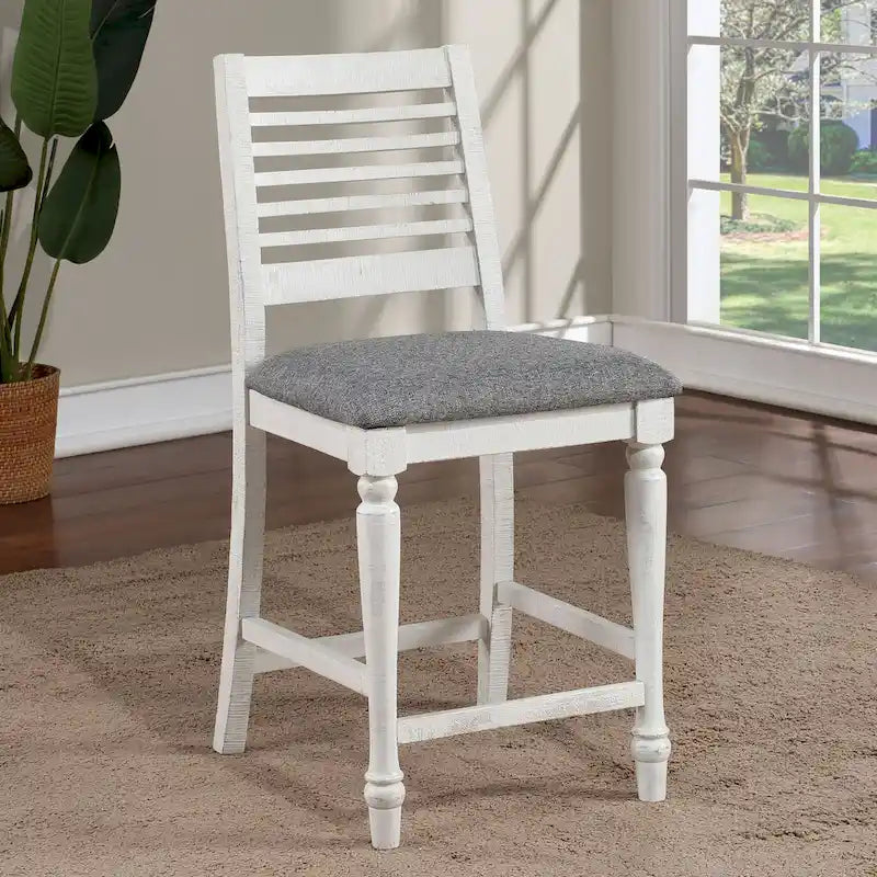 Ensemble de salle à manger 7 pièces hauteur comptoir en bois blanc antique Ionessa par Furniture of America