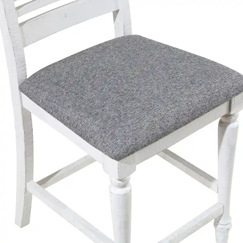 Ensemble de salle à manger 7 pièces hauteur comptoir en bois blanc antique Ionessa par Furniture of America