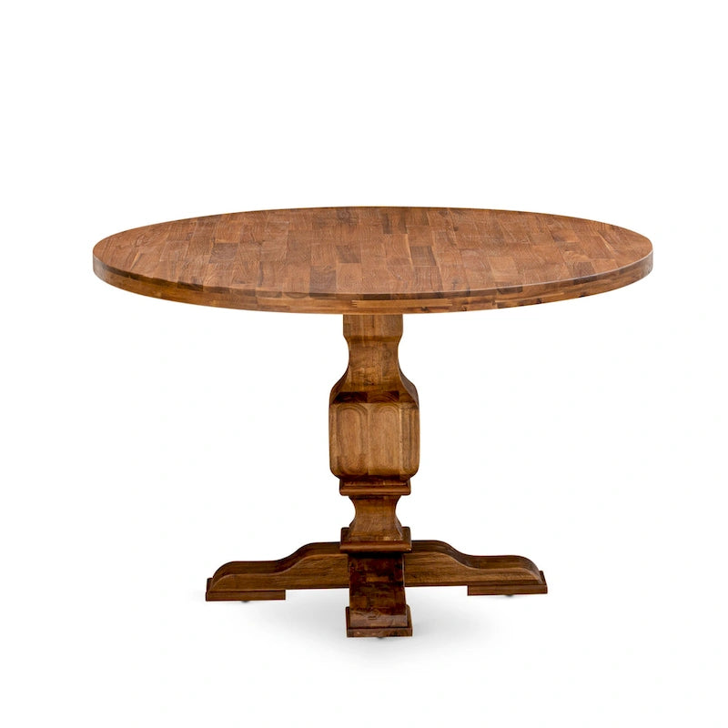 Ensemble de salle à manger East West Furniture – une table de salle à manger ronde et des chaises Parson couleur daim, noyer antique (option de pièces)