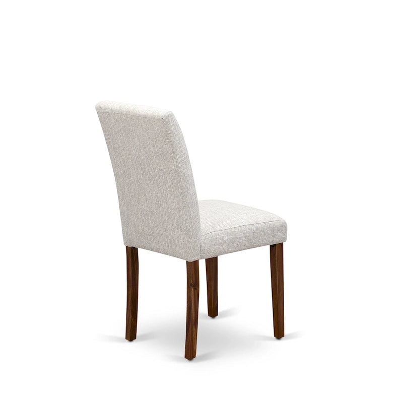 Ensemble de salle à manger East West Furniture – une table de salle à manger ronde et des chaises Parson couleur daim, noyer antique (option de pièces)