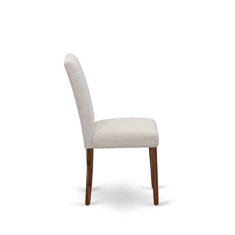 Ensemble de salle à manger East West Furniture – une table de salle à manger ronde et des chaises Parson couleur daim, noyer antique (option de pièces)