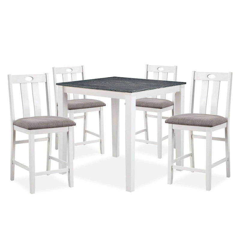 Ensemble de table à hauteur de comptoir 5 pièces Badia en bois blanc de Furniture of America