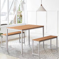 Ensemble de table de cuisine 3 pièces avec deux bancs, ensemble de salle à manger 4 places
