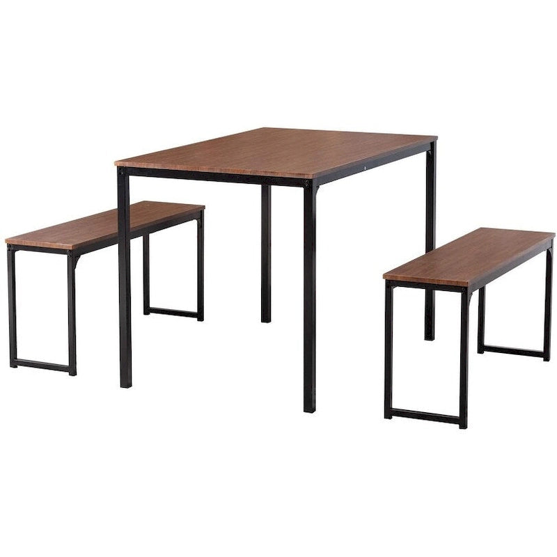Ensemble de table de cuisine 3 pièces avec deux bancs, ensemble de salle à manger 4 places