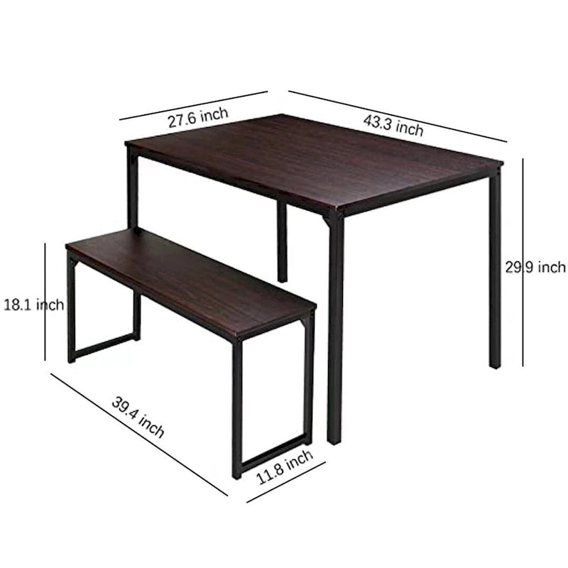 Ensemble de table de cuisine 3 pièces avec deux bancs, ensemble de salle à manger 4 places