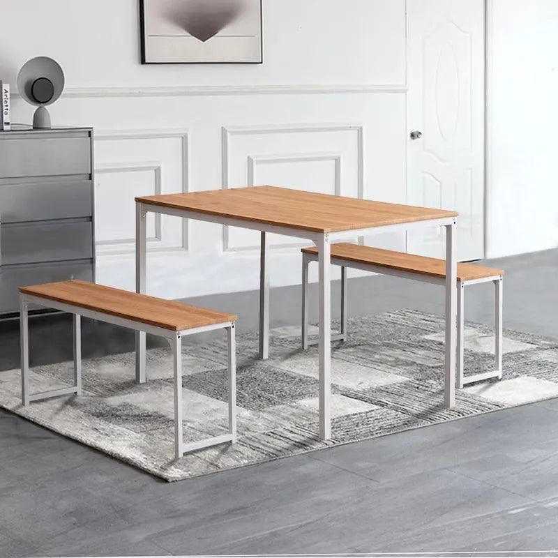 Ensemble de table de cuisine 3 pièces avec deux bancs, ensemble de salle à manger 4 places