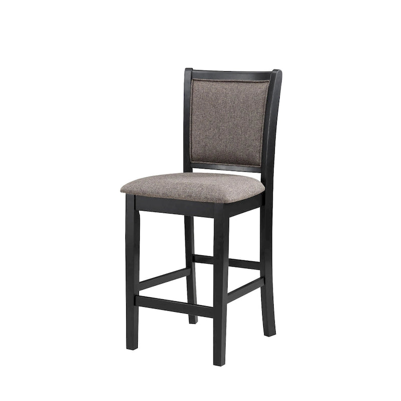Ensemble de table de comptoir ronde 5 pièces Jeremy 42 pouces avec siège en tissu, marron et noir