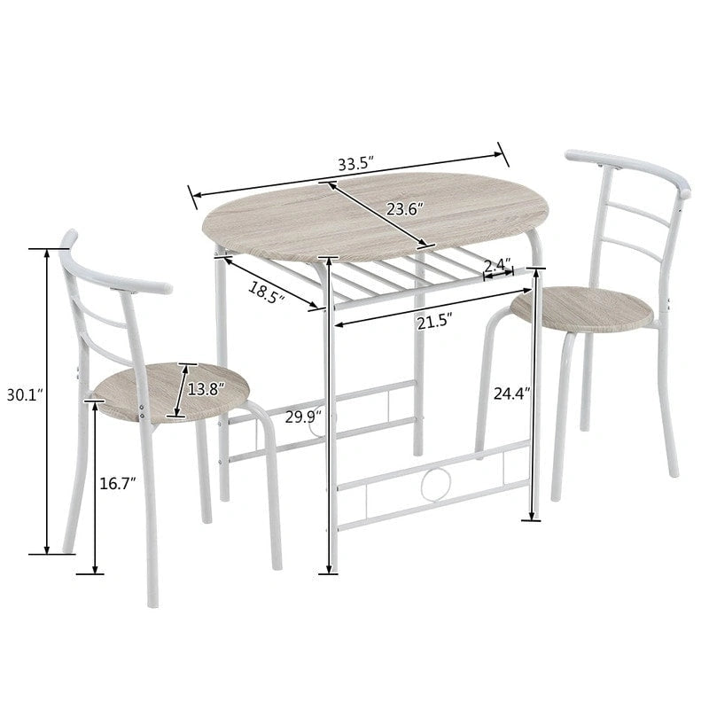 Ensemble de 3 tables de petit-déjeuner et 2 chaises de salle à manger