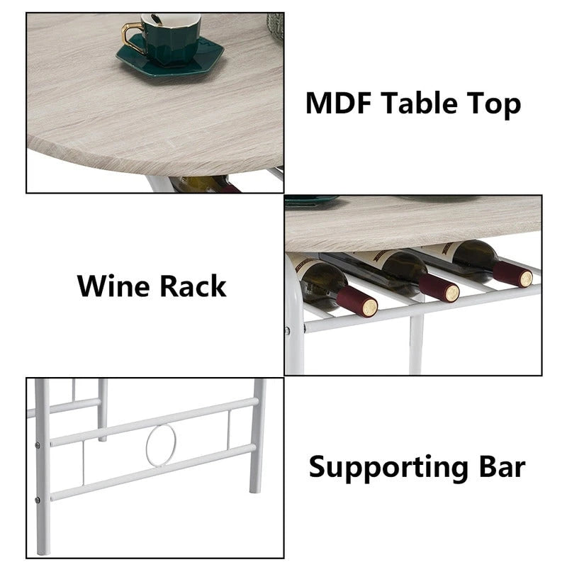 Ensemble de 3 tables de petit-déjeuner et 2 chaises de salle à manger