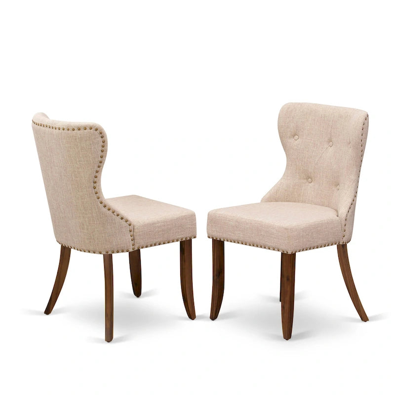Ensemble de salle à manger East West Furniture – une table rectangulaire et des chaises en tissu lin beige clair (option de pièces)
