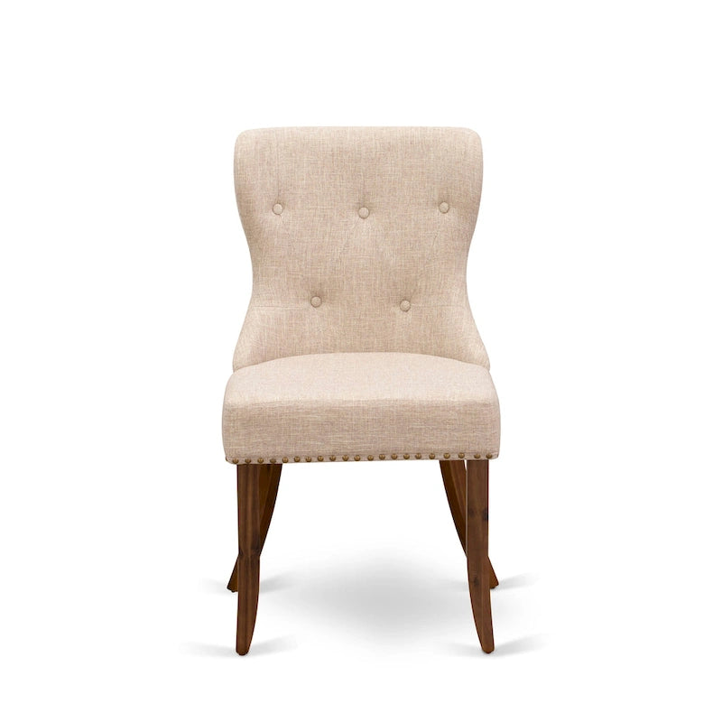 Ensemble de salle à manger East West Furniture – une table rectangulaire et des chaises en tissu lin beige clair (option de pièces)
