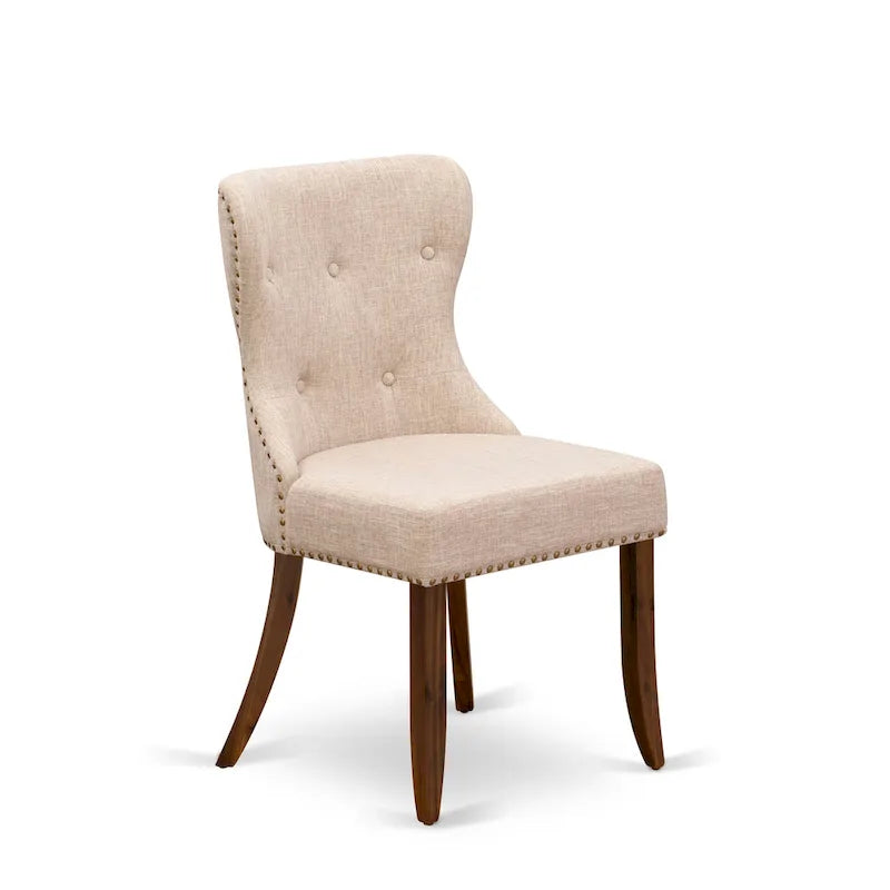Ensemble de salle à manger East West Furniture – une table rectangulaire et des chaises en tissu lin beige clair (option de pièces)