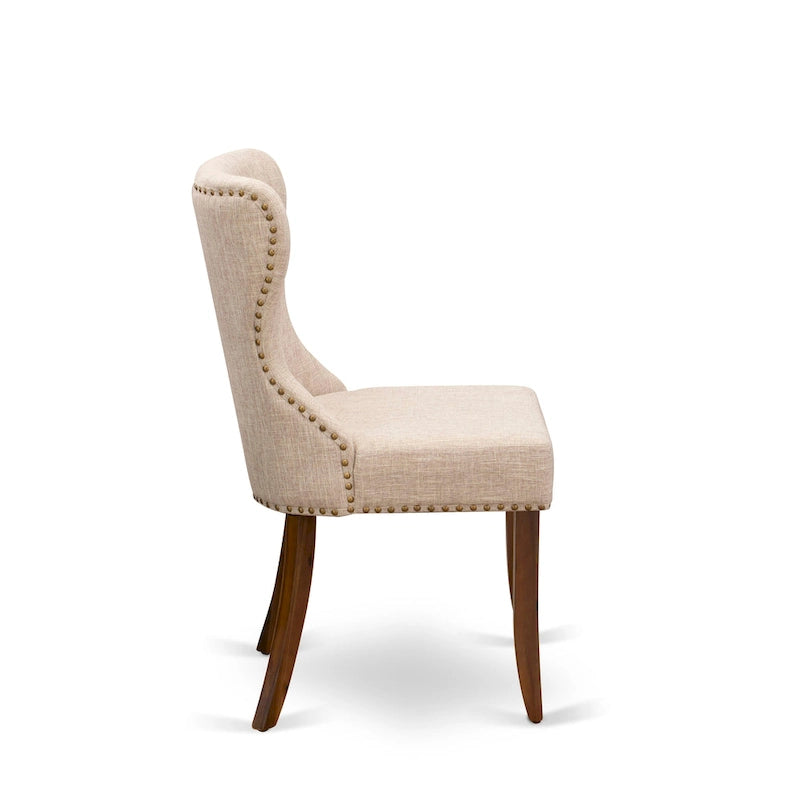 Ensemble de salle à manger East West Furniture – une table rectangulaire et des chaises en tissu lin beige clair (option de pièces)