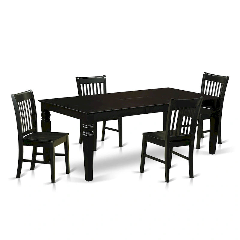 East West Furniture - Ensemble de table de cuisine - une table de salle à manger rectangulaire et des chaises de salle à manger, noir (options de pièces)