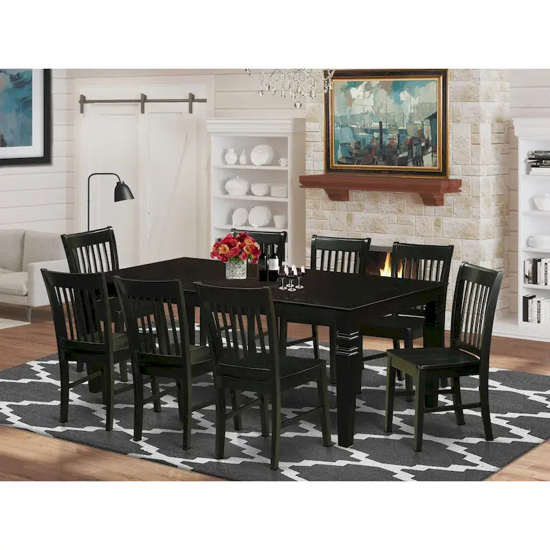 East West Furniture - Ensemble de table de cuisine - une table de salle à manger rectangulaire et des chaises de salle à manger, noir (options de pièces)