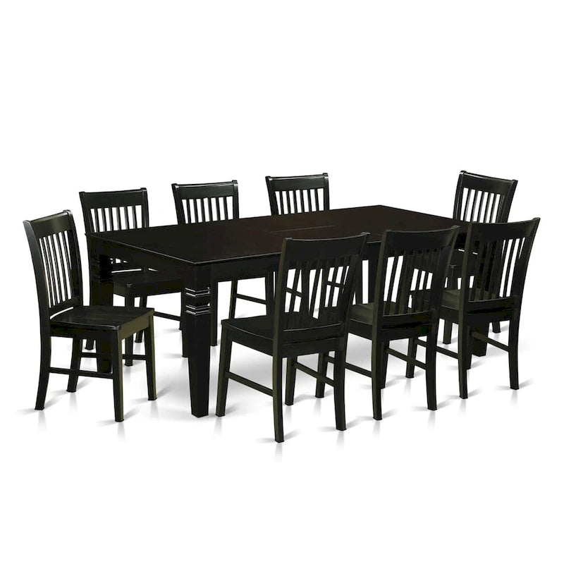 East West Furniture - Ensemble de table de cuisine - une table de salle à manger rectangulaire et des chaises de salle à manger, noir (options de pièces)