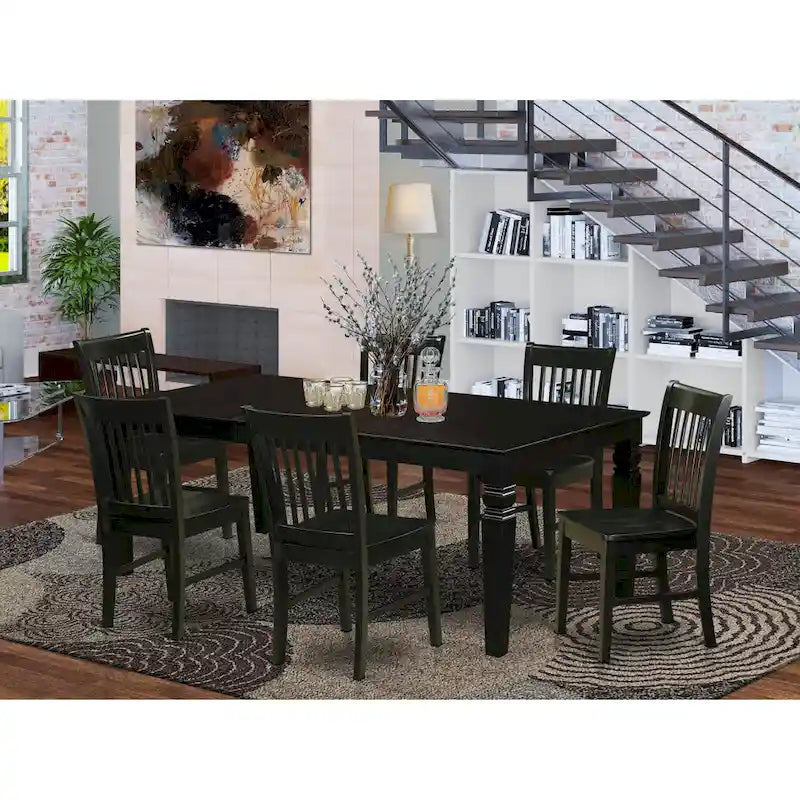 East West Furniture - Ensemble de table de cuisine - une table de salle à manger rectangulaire et des chaises de salle à manger, noir (options de pièces)