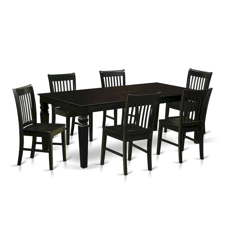 East West Furniture - Ensemble de table de cuisine - une table de salle à manger rectangulaire et des chaises de salle à manger, noir (options de pièces)