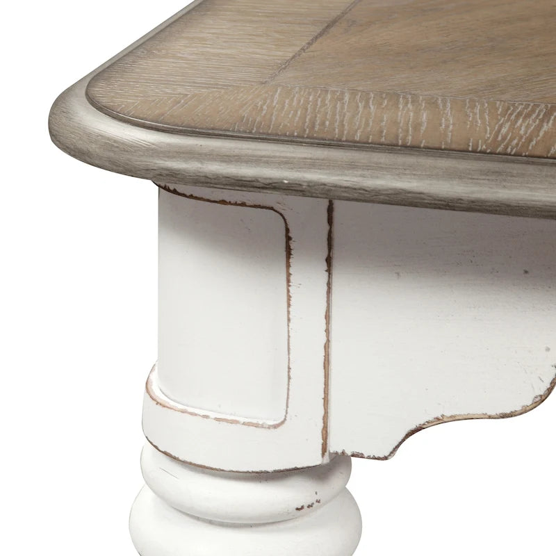 Ensemble de table de rassemblement 5 pièces Magnolia Manor blanc antique écorce patinée