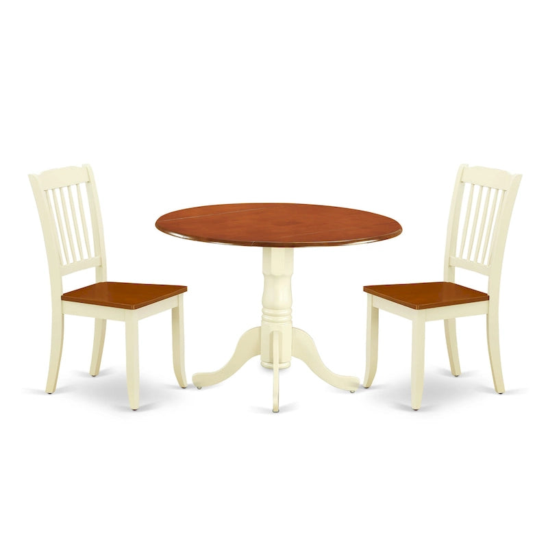 Ensemble de salle à manger East West Furniture – une table de salle à manger ronde et des chaises en bois, coloris Buttermilk & Cherry (options de pièces)