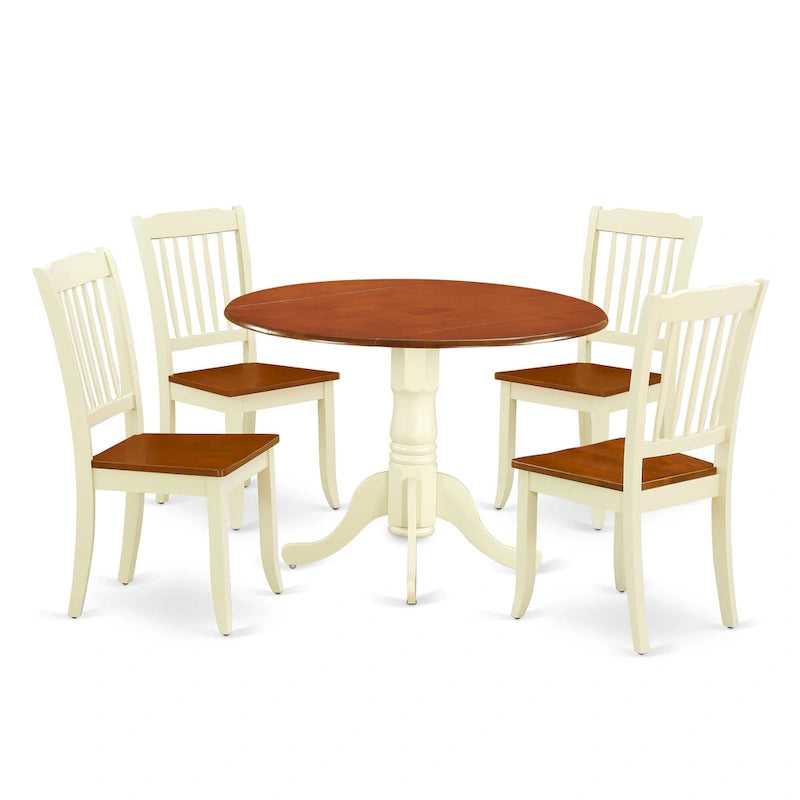 Ensemble de salle à manger East West Furniture – une table de salle à manger ronde et des chaises en bois, coloris Buttermilk & Cherry (options de pièces)
