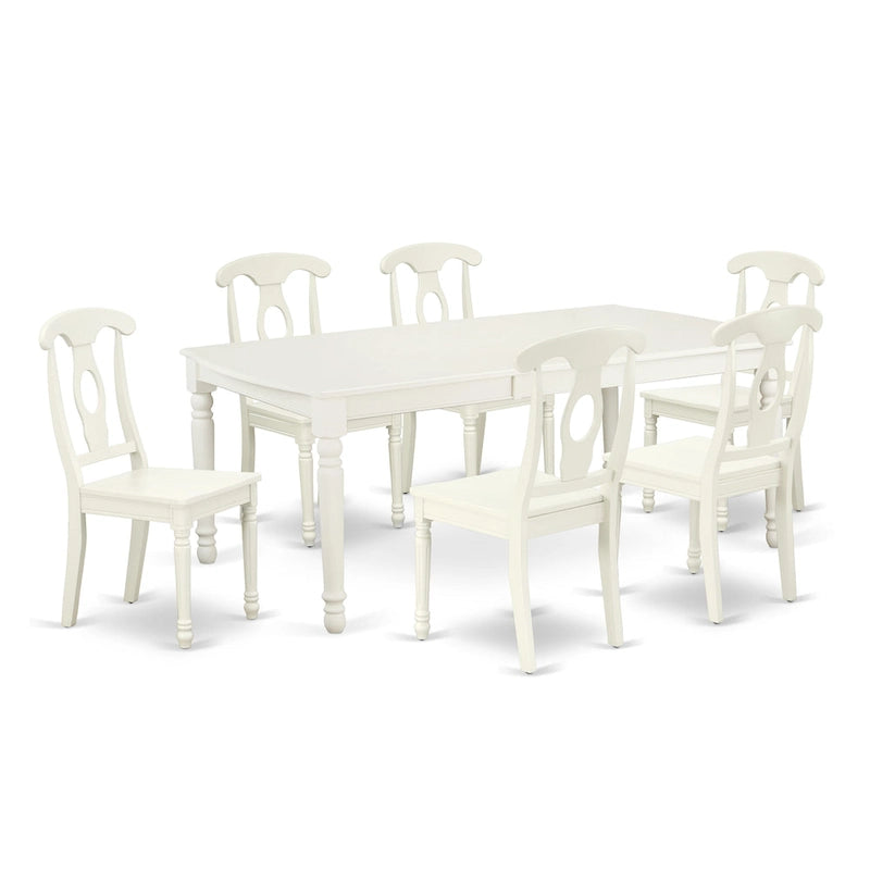 Ensemble de salle à manger East West Furniture – une table à manger rectangulaire et des chaises de cuisine, blanc lin (option pièces)