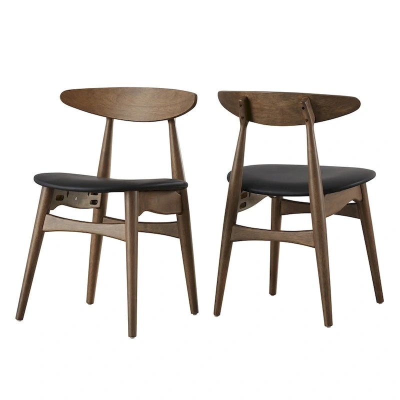 Ensemble de salle à manger rectangulaire Nadine en noyer foncé – Chaises à dossier incurvé par iNSPIRE Q Modern