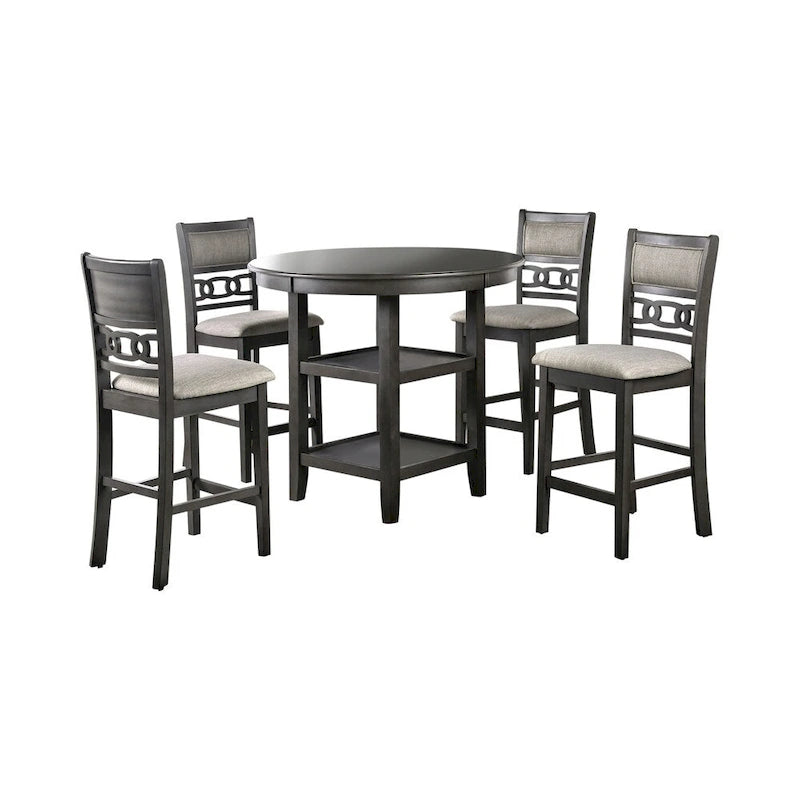 Ensemble de salle à manger 5 pièces hauteur comptoir Vigg en tissu gris de Furniture of America