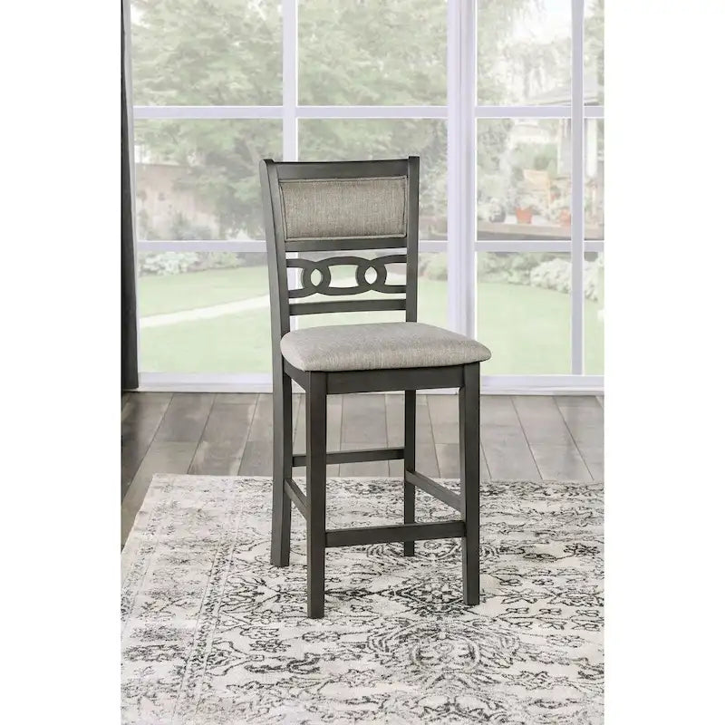 Ensemble de salle à manger 5 pièces hauteur comptoir Vigg en tissu gris de Furniture of America