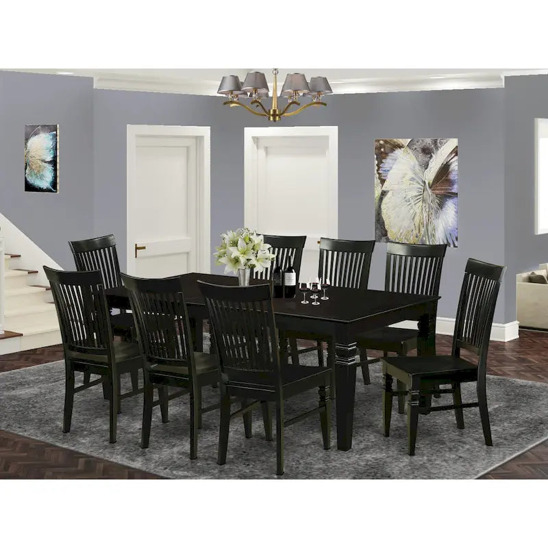 East West Furniture – Ensemble de meubles de salle à manger – Une table de cuisine rectangulaire et des chaises de salle à manger, noir (options de pièces)