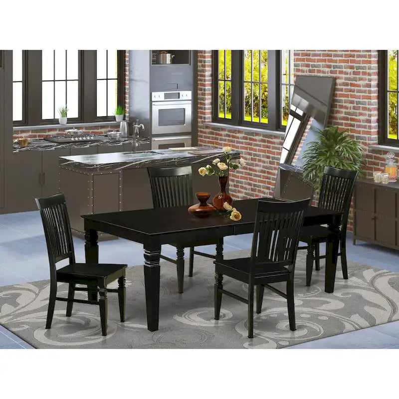 East West Furniture – Ensemble de meubles de salle à manger – Une table de cuisine rectangulaire et des chaises de salle à manger, noir (options de pièces)