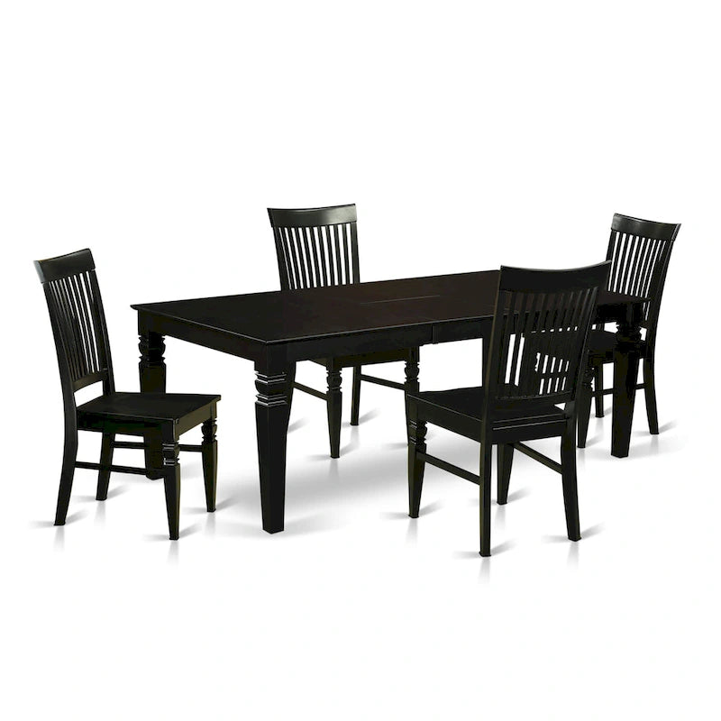 East West Furniture – Ensemble de meubles de salle à manger – Une table de cuisine rectangulaire et des chaises de salle à manger, noir (options de pièces)