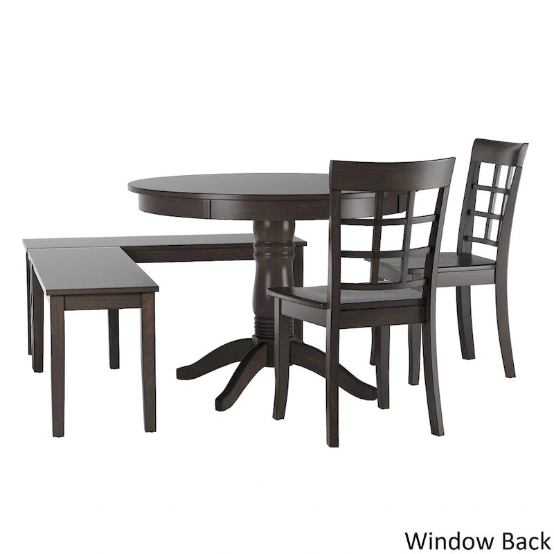 Ensemble de coin-repas Wilmington II avec base de piédestal ronde, fini noir antique, par iNSPIRE Q Classic