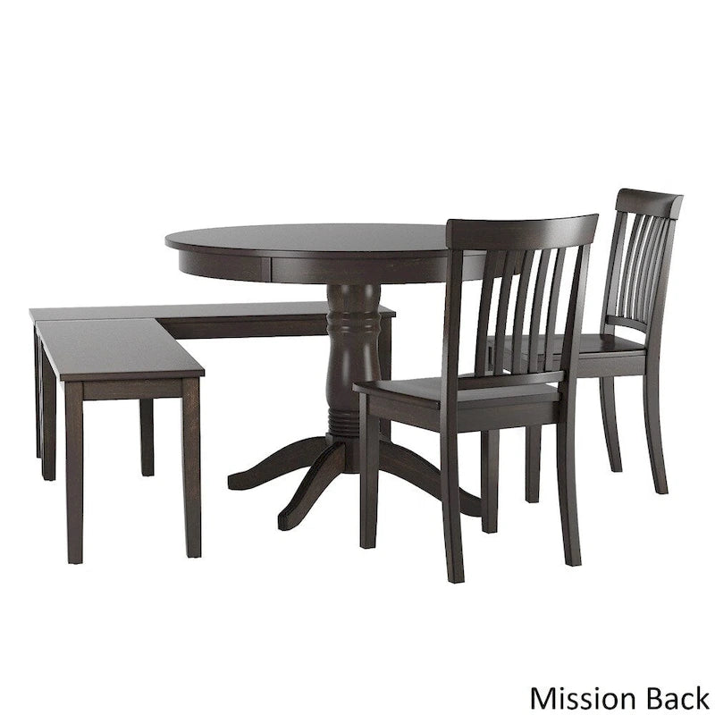 Ensemble de coin-repas Wilmington II avec base de piédestal ronde, fini noir antique, par iNSPIRE Q Classic