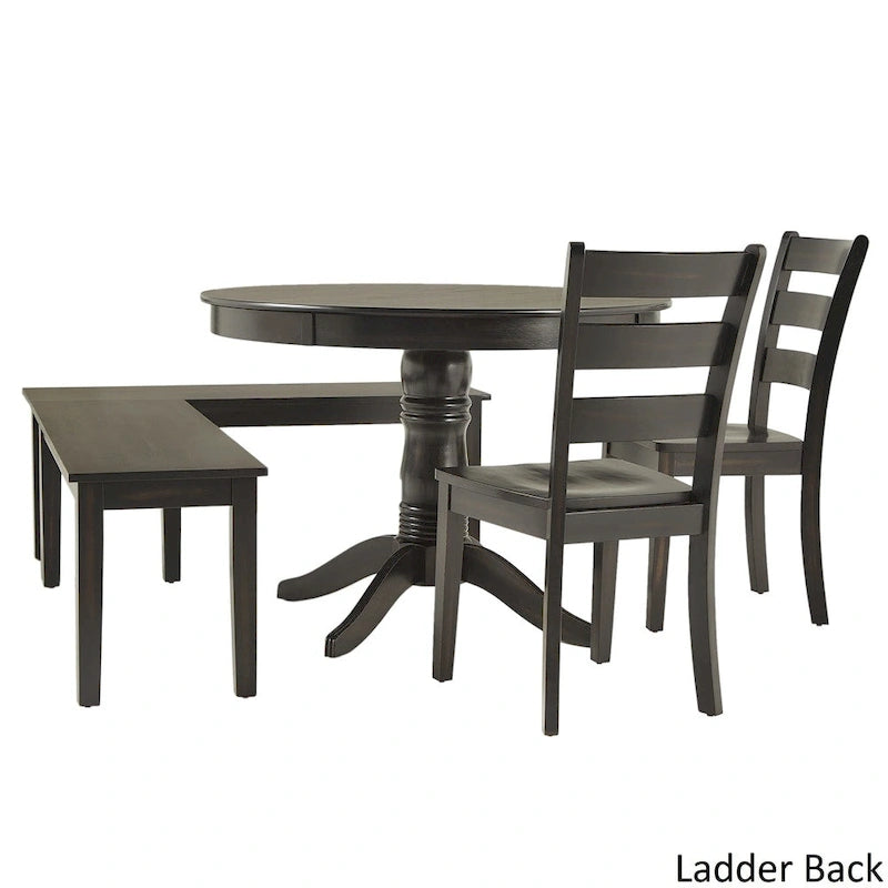 Ensemble de coin-repas Wilmington II avec base de piédestal ronde, fini noir antique, par iNSPIRE Q Classic
