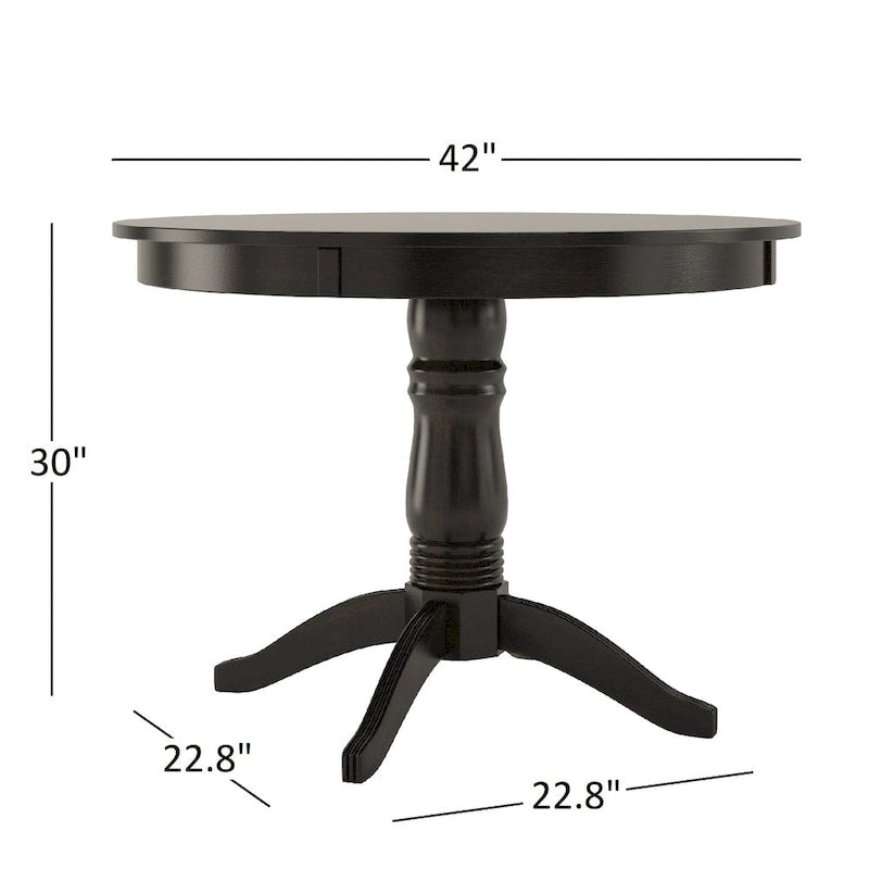 Ensemble de coin-repas Wilmington II avec base de piédestal ronde, fini noir antique, par iNSPIRE Q Classic