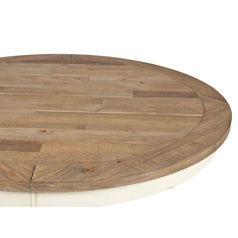 Ensemble de salle à manger rond 5 pièces Prato Roundhill Furniture avec table et chaises à dossier croisé, blanc antique et chêne vieilli